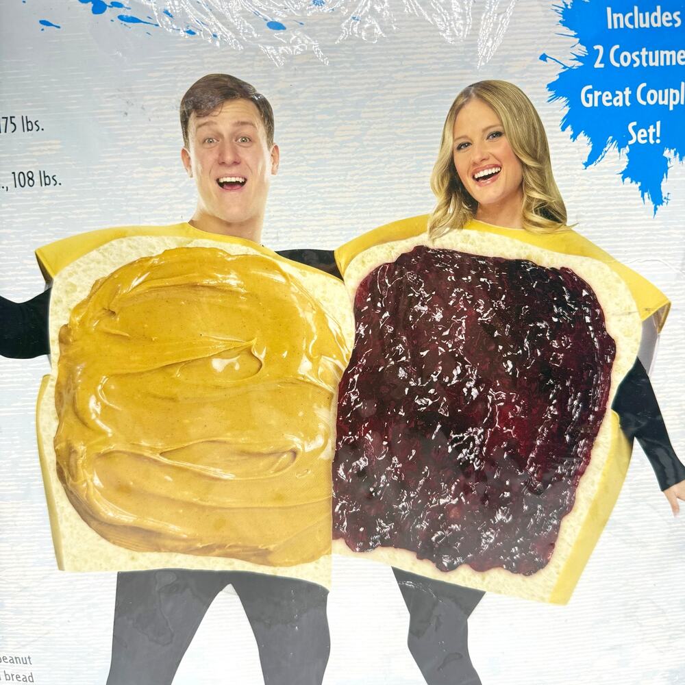 Peanut Butter and Jelly Couples Costume Adult One Size PB&J Sandwich Halloween